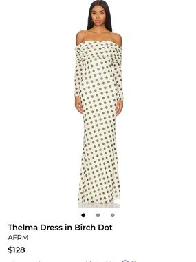 Thelma Off-Shoulder Polka Dot Maxi Dress - Birch/Olive size Small